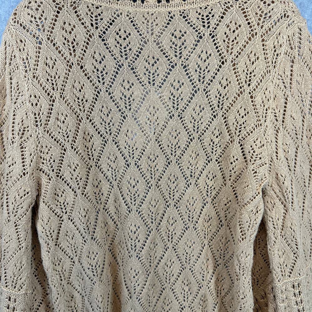 Vintage Antthony Original Sweater Womens Small Tan Crochet One-Button Cardigan - Picture 4 of 16